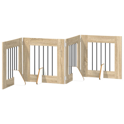 Cancello per cani con supporti 4 pcs Rovere Sonoma 60 x 60 cm | homemem39