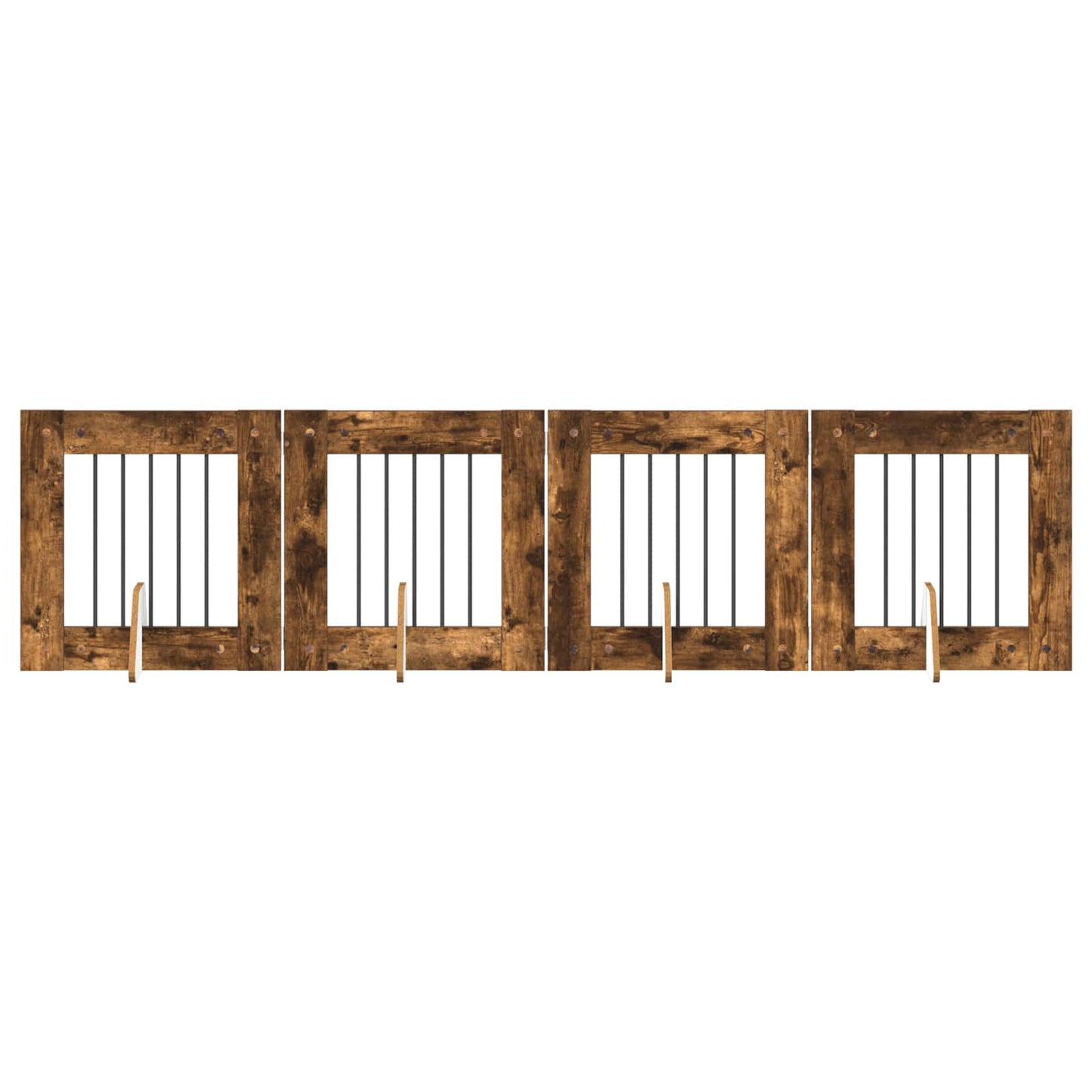 Cancello per cani con supporti 4 pcs Rovere Fumo 60 x 60 cm | homemem39
