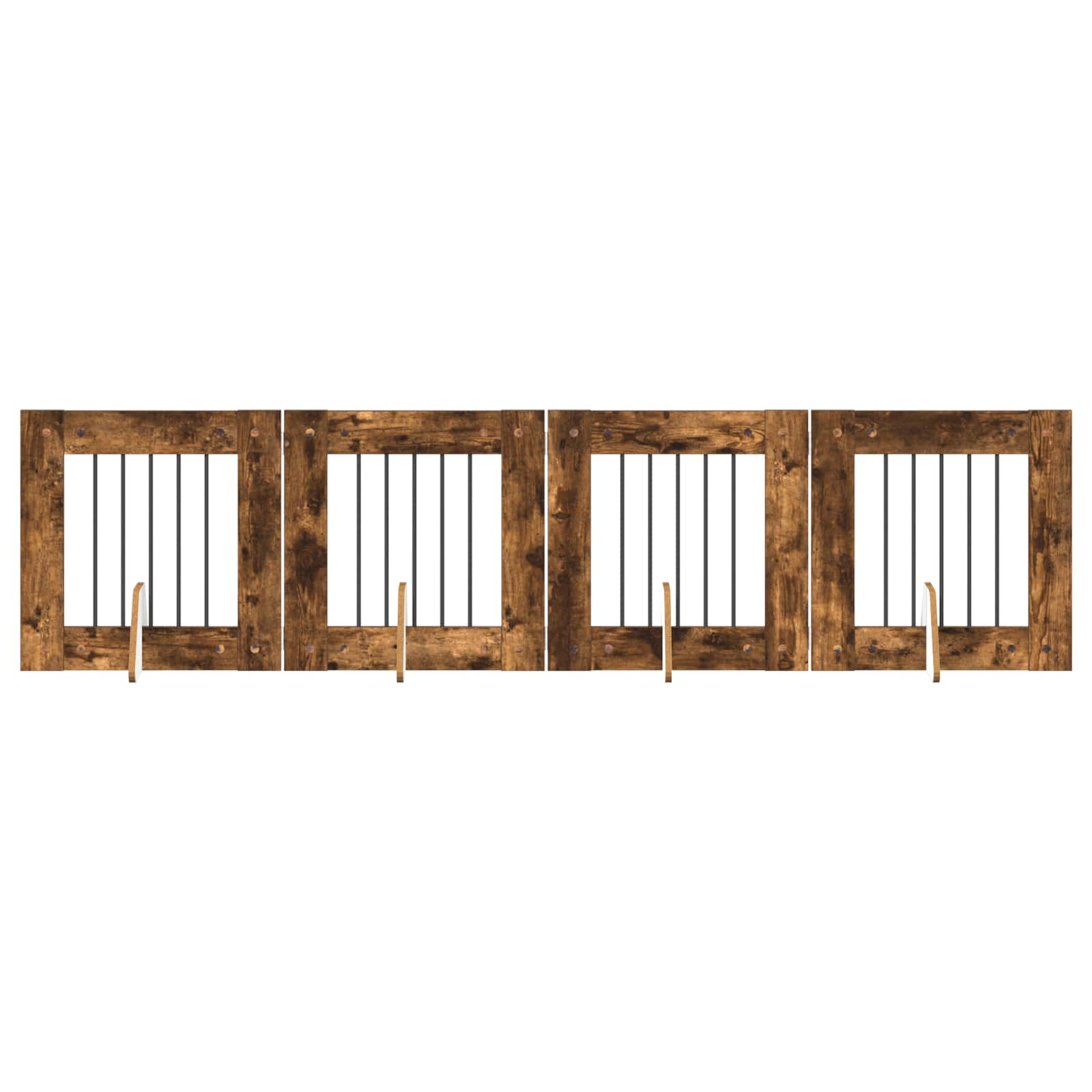 Cancello per cani con supporti 4 pcs Rovere Fumo 60 x 60 cm | homemem39
