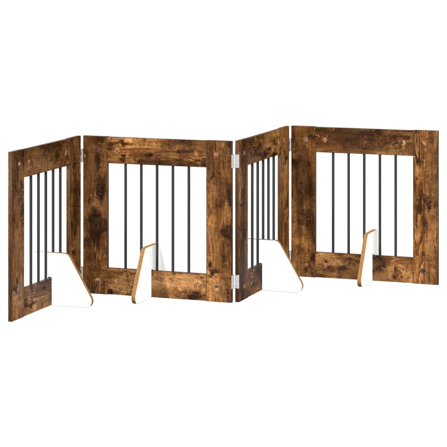 Cancello per cani con supporti 4 pcs Rovere Fumo 60 x 60 cm | homemem39