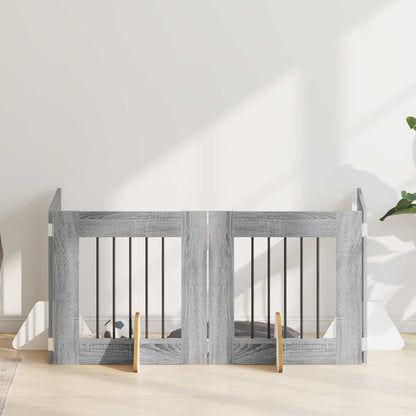 Cancello per cani con supporti 4 pcs Grigio Sonoma 60 x 60 cm | homemem39