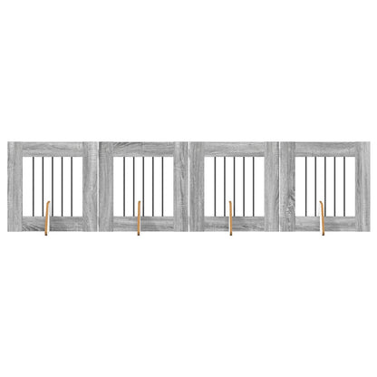 Cancello per cani con supporti 4 pcs Grigio Sonoma 60 x 60 cm | homemem39