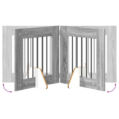 Cancello per cani con supporti 4 pcs Grigio Sonoma 60 x 60 cm | homemem39