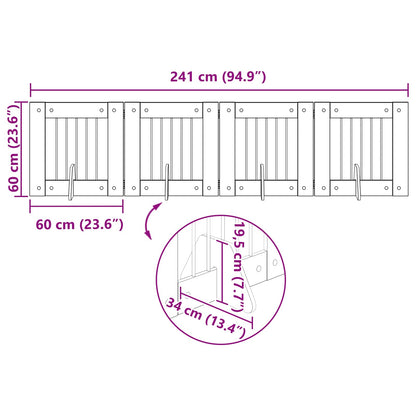 Cancello per cani con supporti 4 pcs Grigio Sonoma 60 x 60 cm | homemem39