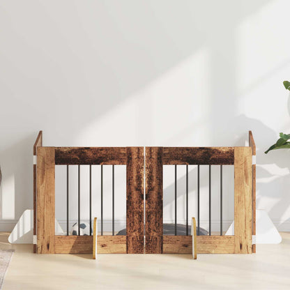 Cancello per cani con supporti 4 pcs Legno antico 60 x 60 cm | homemem39