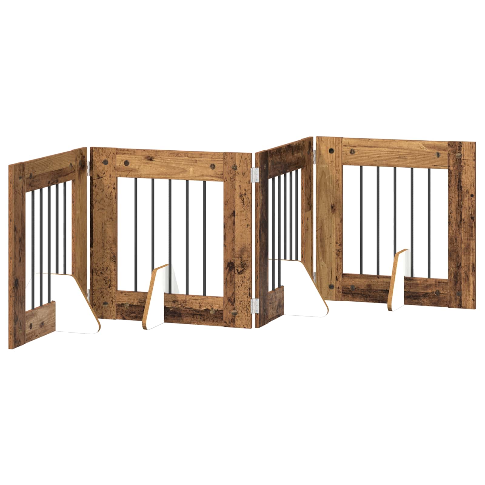 Cancello per cani con supporti 4 pcs Legno antico 60 x 60 cm | homemem39