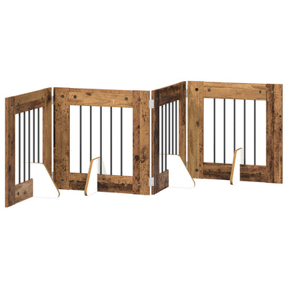 Cancello per cani con supporti 4 pcs Legno antico 60 x 60 cm | homemem39
