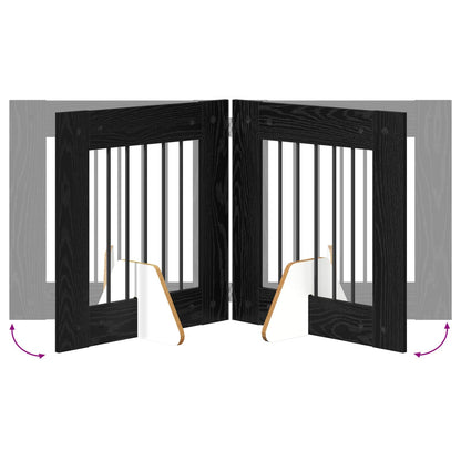 Cancello per cani con supporti 6 pcs Rovere Nero 60 x 60 cm | homemem39