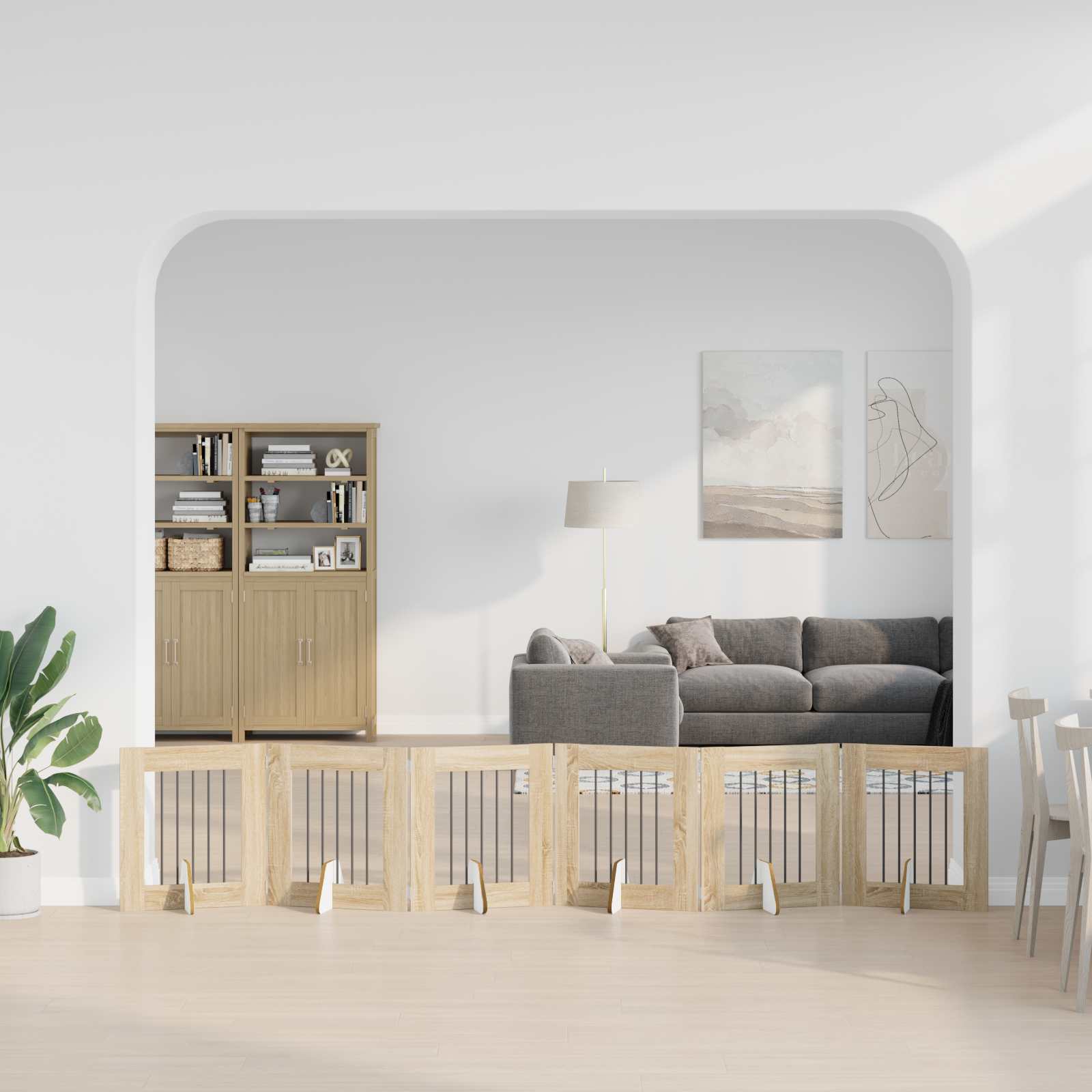 Cancello per cani con supporti 6 pcs Rovere Sonoma 60 x 60 cm | homemem39