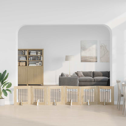 Cancello per cani con supporti 6 pcs Rovere Sonoma 60 x 60 cm | homemem39