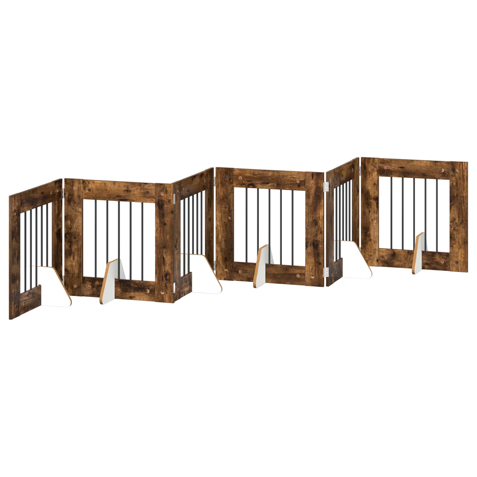 Cancello per cani con supporti 6 pcs Rovere Fumo 60 x 60 cm | homemem39