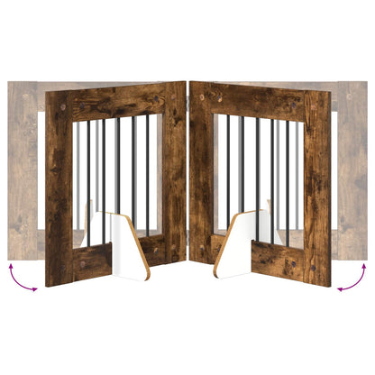 Cancello per cani con supporti 6 pcs Rovere Fumo 60 x 60 cm | homemem39