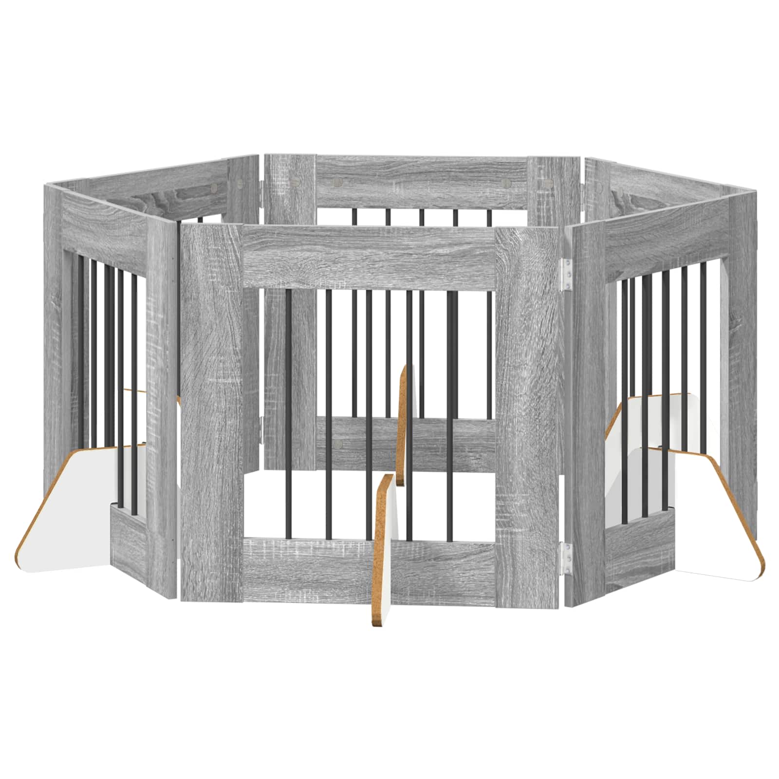 Cancello per cani con supporti 6 pcs Grigio Sonoma 60 x 60 cm | homemem39