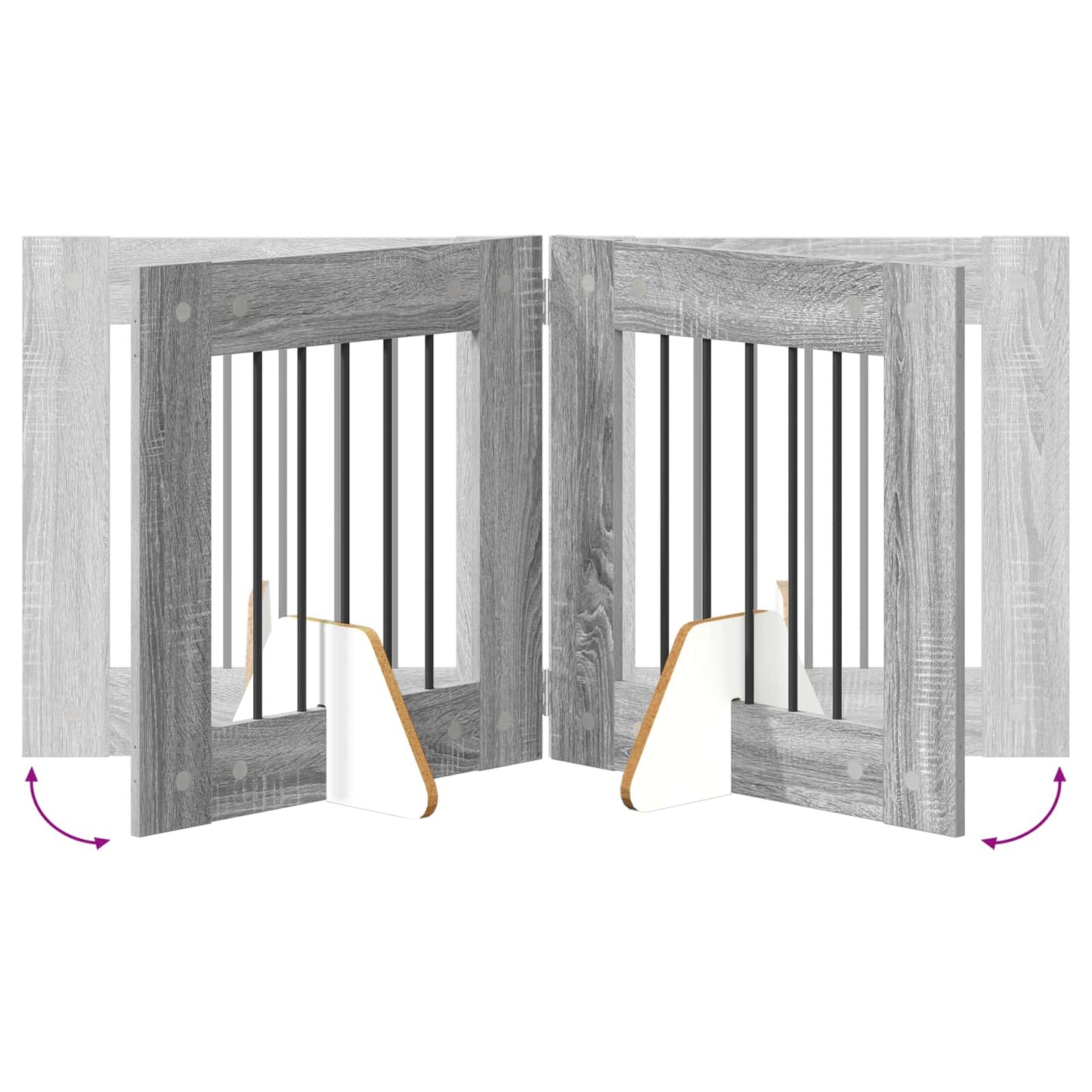 Cancello per cani con supporti 6 pcs Grigio Sonoma 60 x 60 cm | homemem39