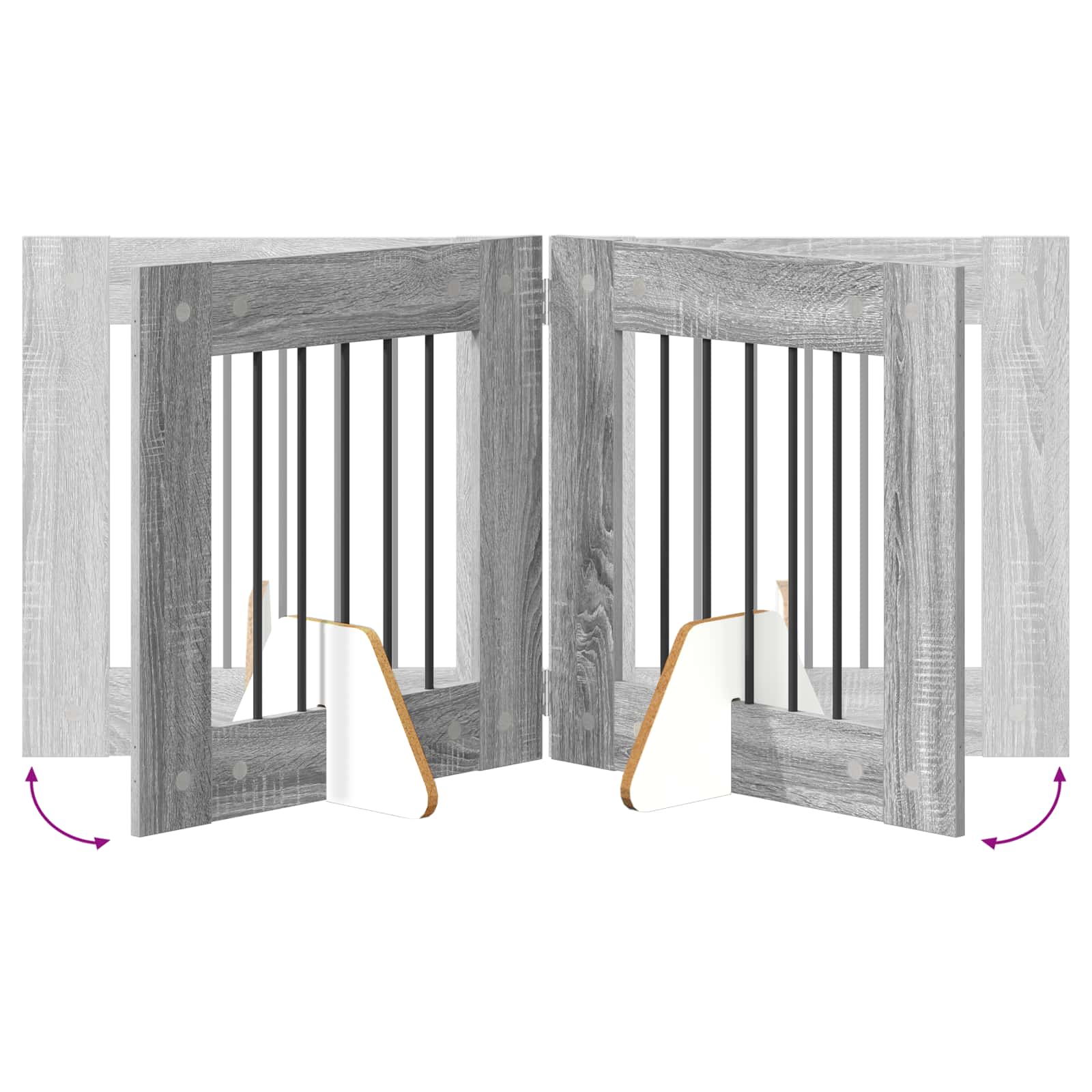 Cancello per cani con supporti 6 pcs Grigio Sonoma 60 x 60 cm | homemem39