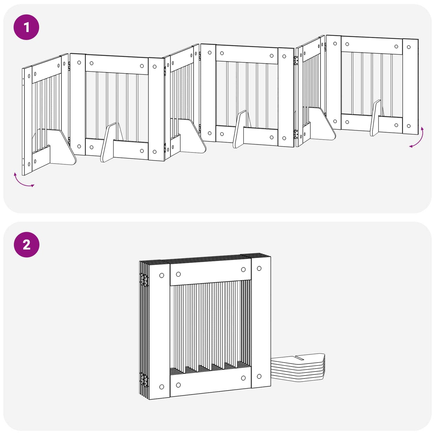 Cancello per cani con supporti 6 pcs Grigio Sonoma 60 x 60 cm | homemem39