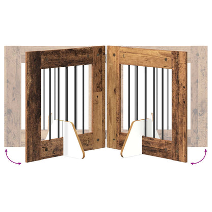 Cancello per cani con supporti 6 pcs Legno antico 60 x 60 cm | homemem39