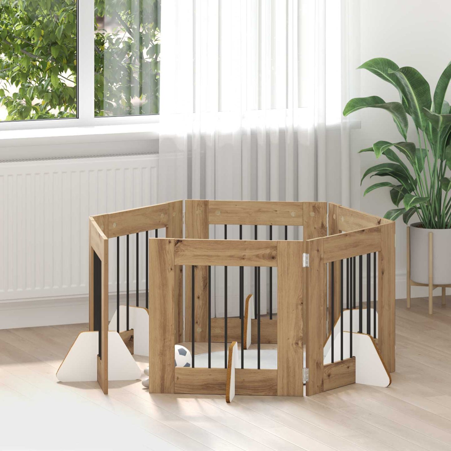 Cancello per cani con supporti 6 pcs Rovere Artigianale | homemem39