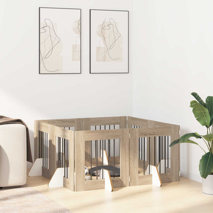 Cancello per cani con supporti 8 pcs Rovere Sonoma 60 x 60 cm | homemem39