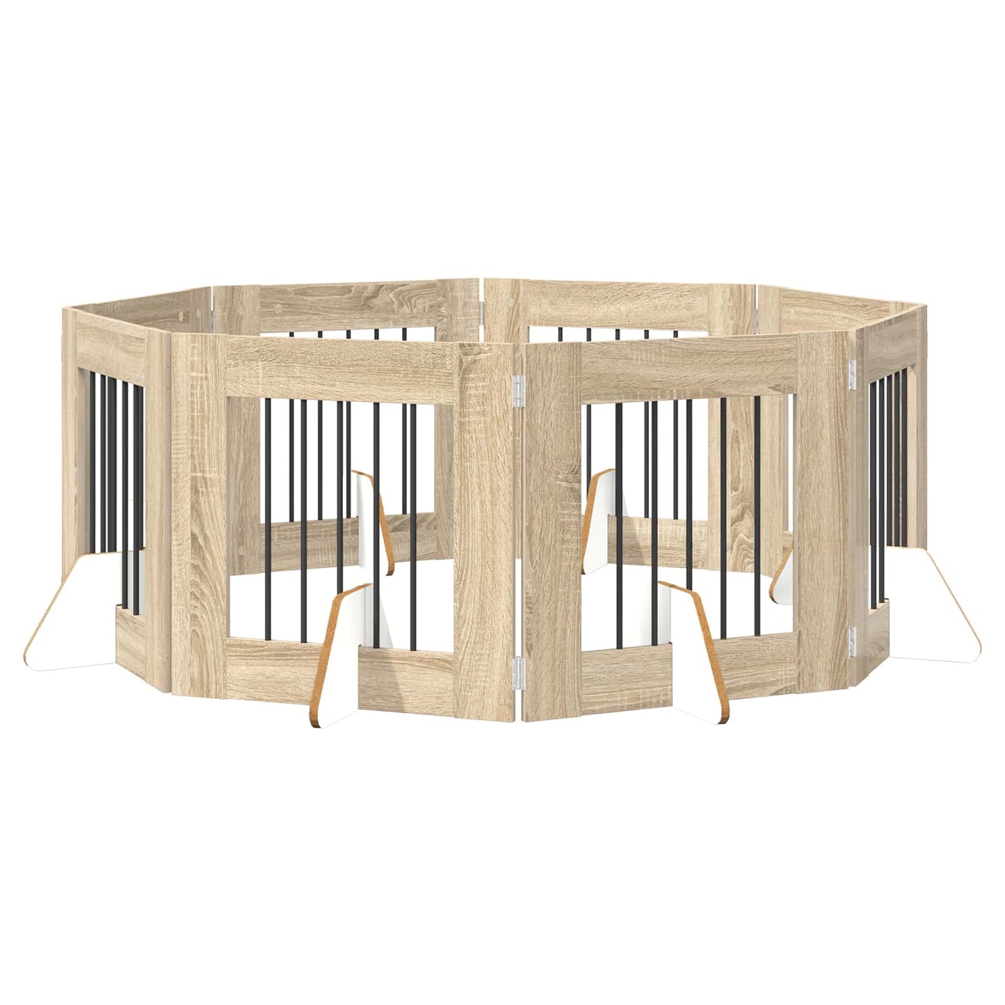 Cancello per cani con supporti 8 pcs Rovere Sonoma 60 x 60 cm | homemem39