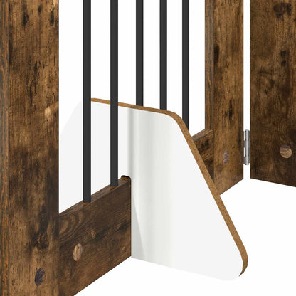 Cancello per cani con supporti 8 pcs Rovere Fumo 60 x 60 cm | homemem39