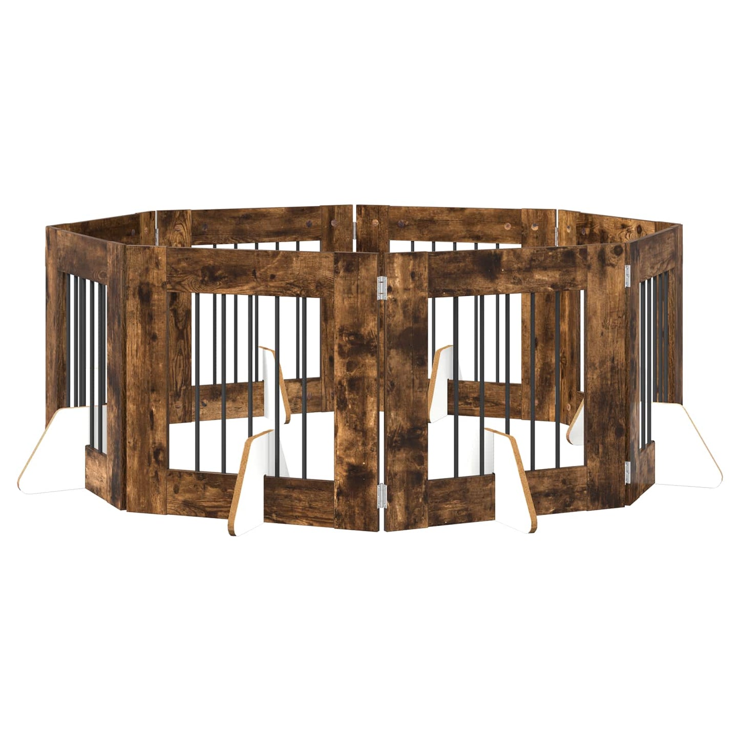 Cancello per cani con supporti 8 pcs Rovere Fumo 60 x 60 cm | homemem39