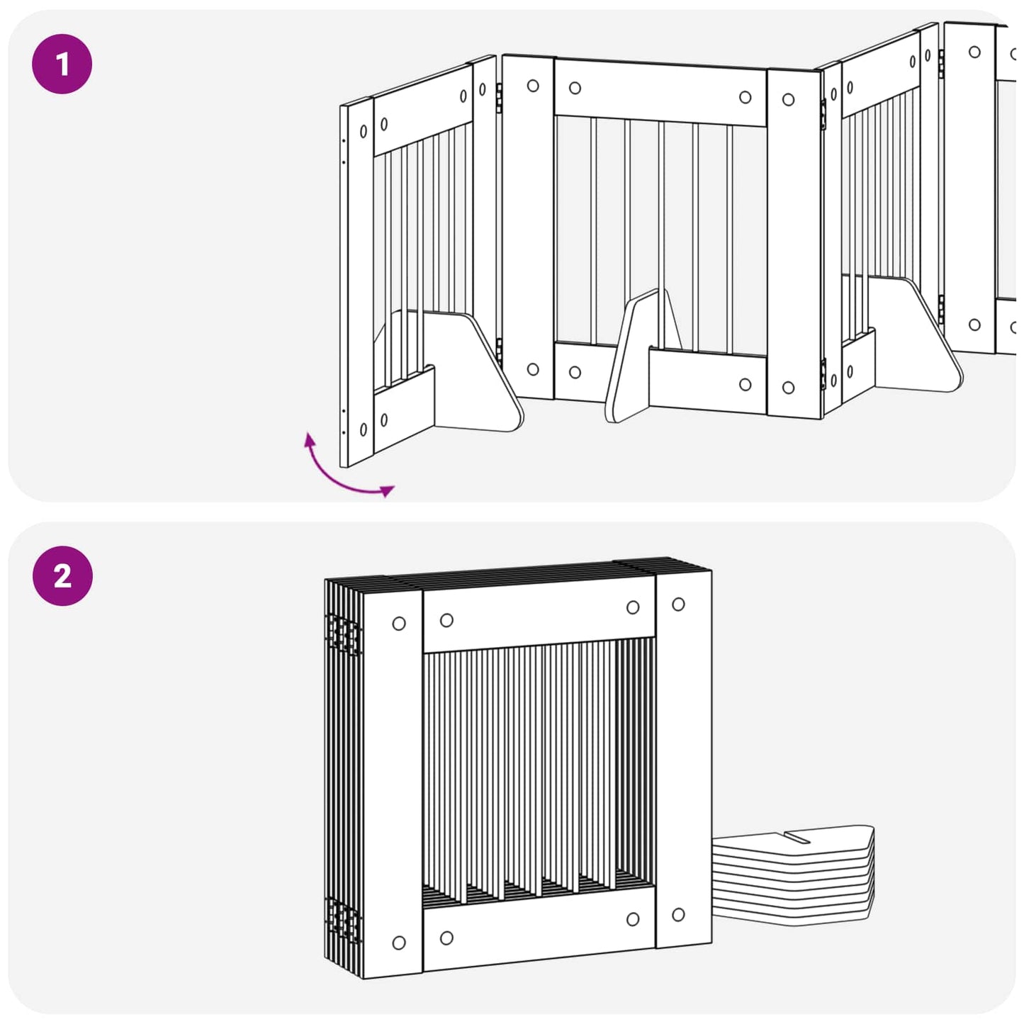 Cancello per cani con supporti 8 pcs Grigio Sonoma 60 x 60 cm | homemem39