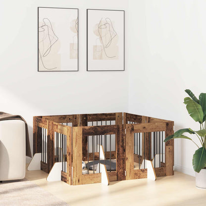 Cancello per cani con supporti 8 pcs Legno antico 60 x 60 cm | homemem39