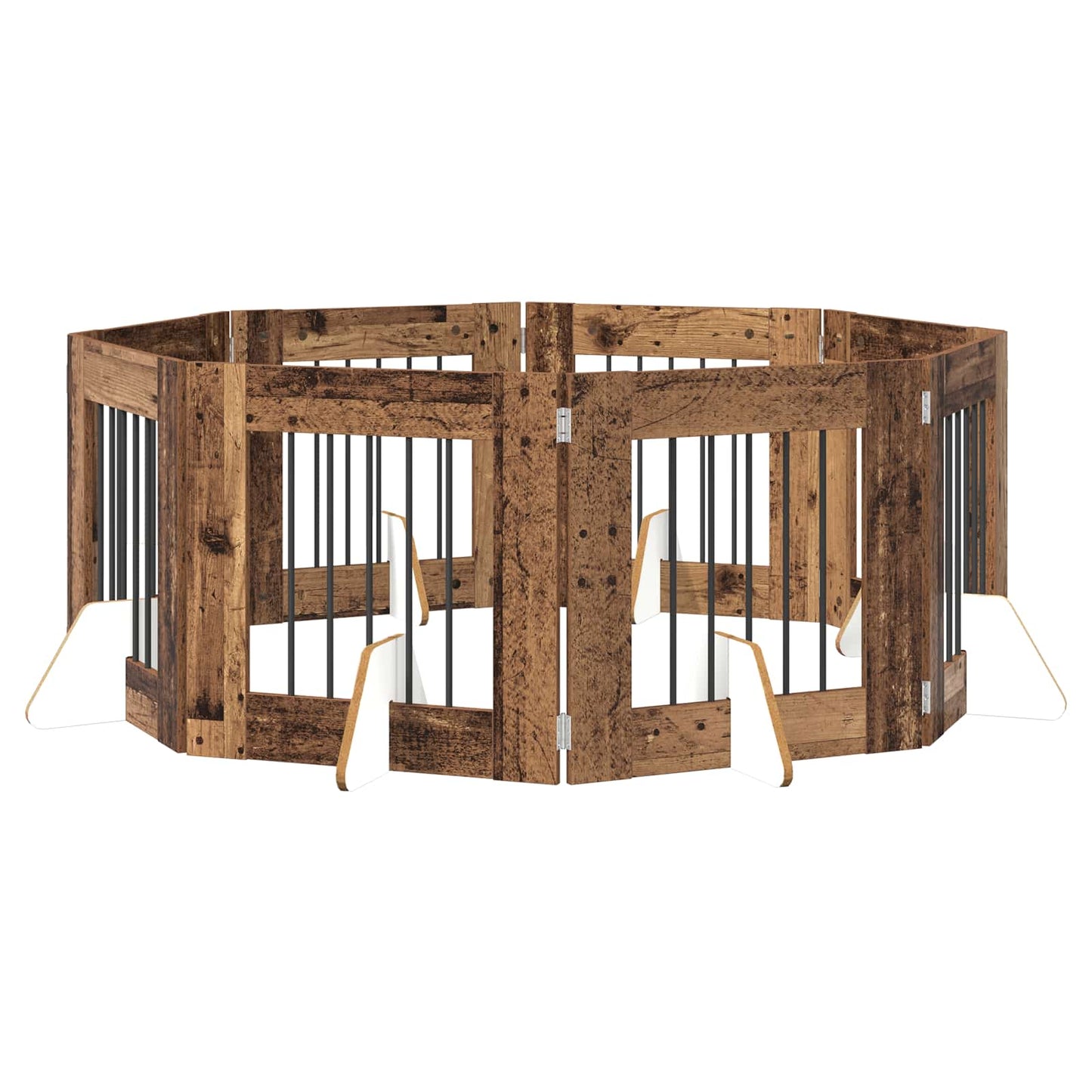 Cancello per cani con supporti 8 pcs Legno antico 60 x 60 cm | homemem39