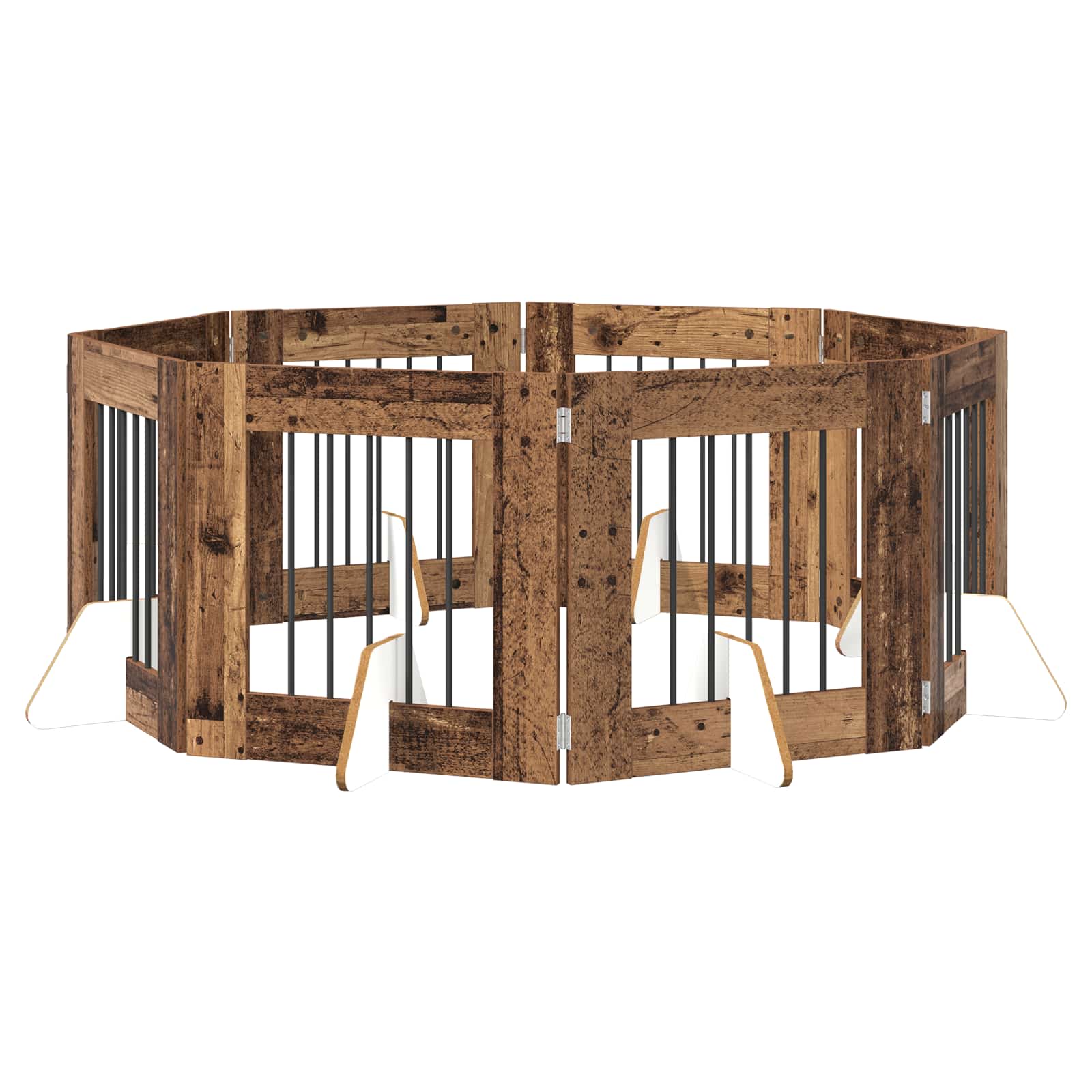 Cancello per cani con supporti 8 pcs Legno antico 60 x 60 cm | homemem39
