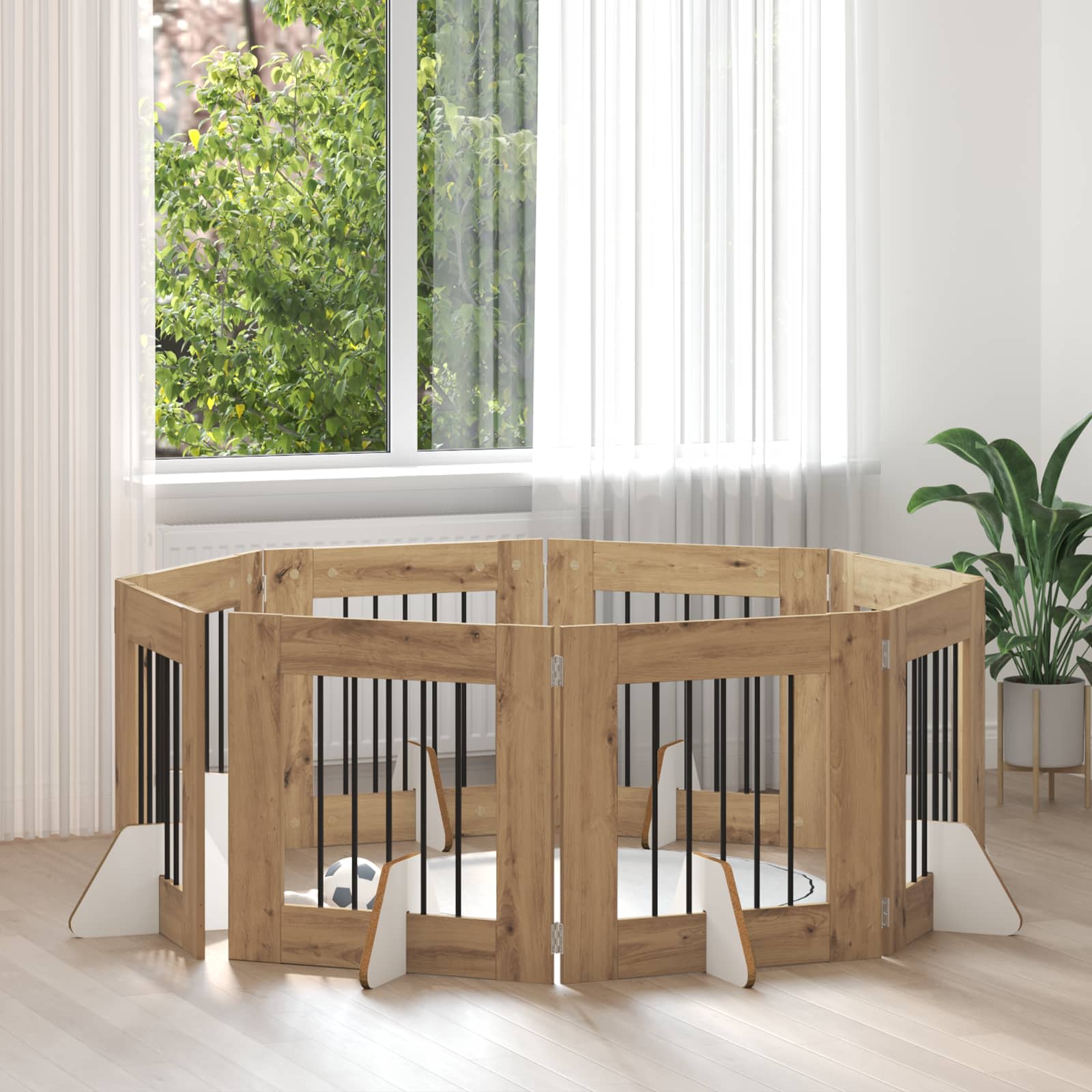 Cancello per cani con supporti 8 pcs Rovere Artigianale | homemem39