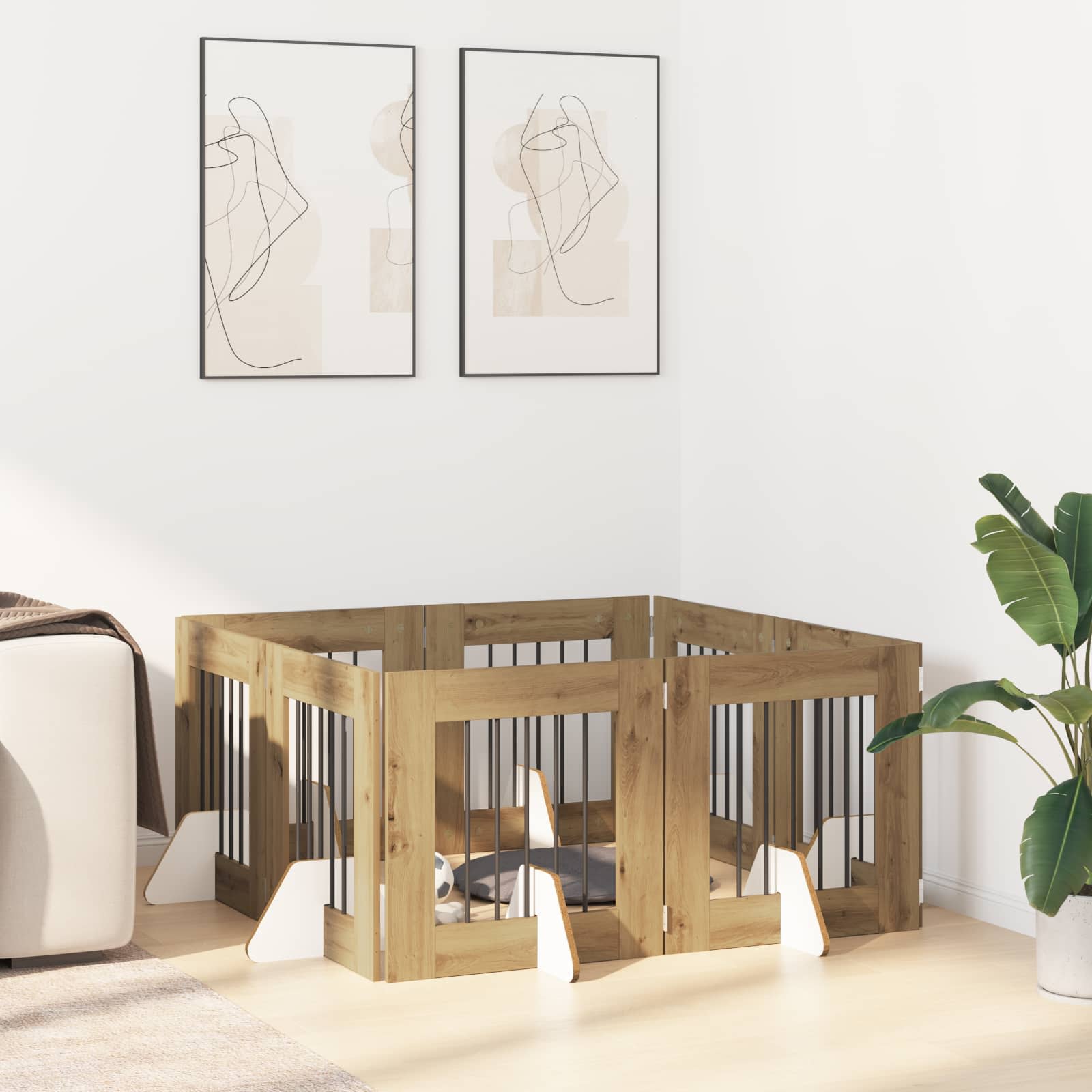 Cancello per cani con supporti 8 pcs Rovere Artigianale | homemem39
