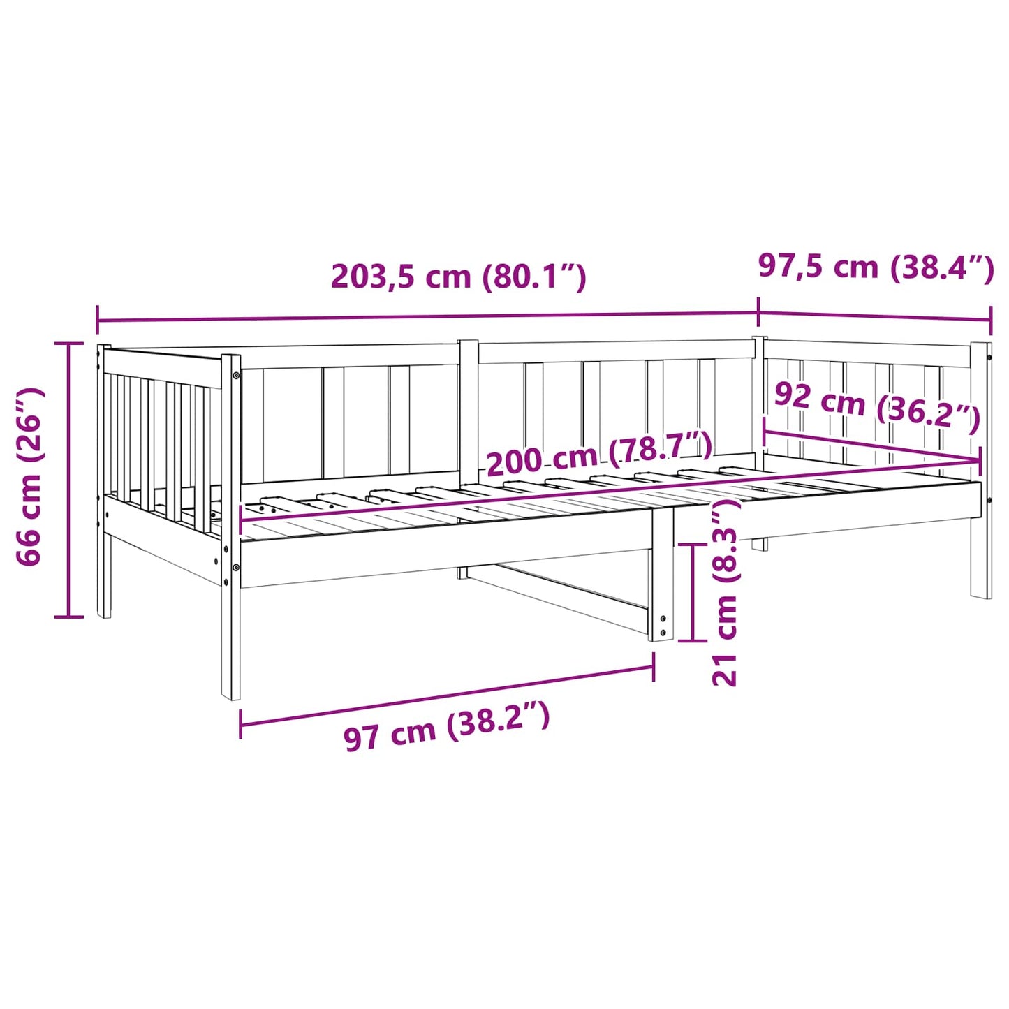 Struttura del letto Marrone cerato 90 x 190 cm Pino massello | homemem39