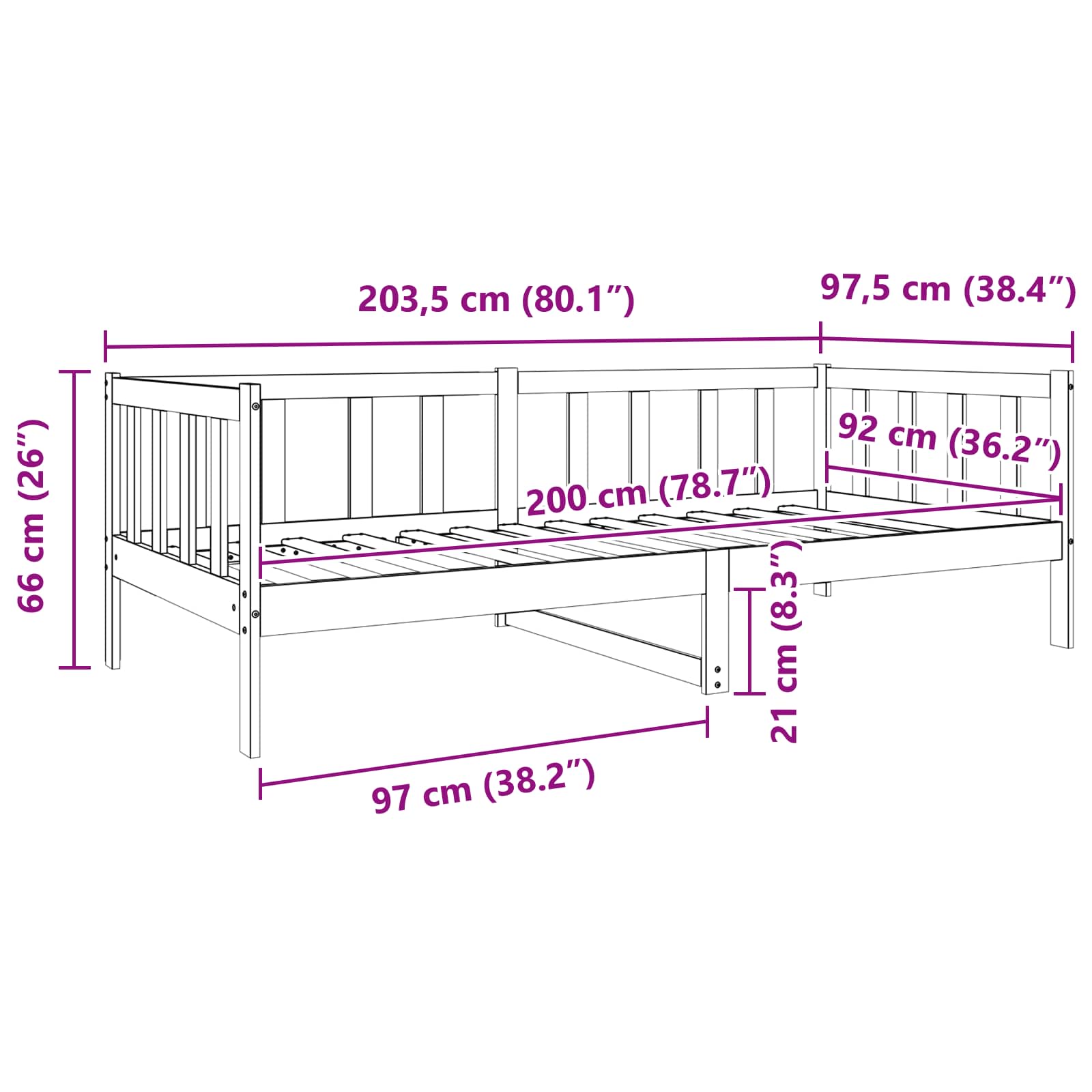 Struttura del letto Marrone cerato 90 x 190 cm Pino massello | homemem39