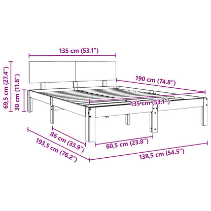 Struttura del letto Marrone cerato 135 x 190 cm Pino massello