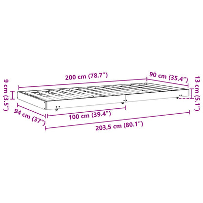 Struttura del letto Marrone cerato 90 x 200 cm Pino massello