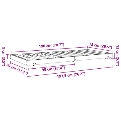 Struttura del letto Marrone cerato 70 x 190 cm Pino massello