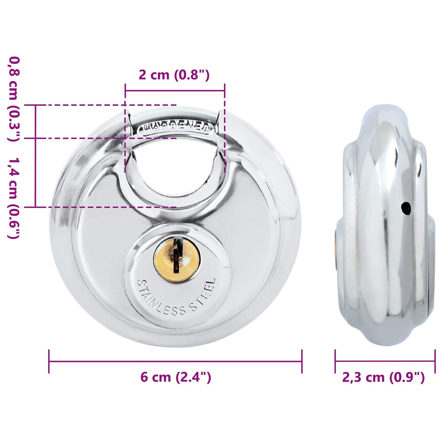 Lucchetti Discus con Chiavi 2 pcs Argento 6 x 2.3 x 6 cm | homemem39