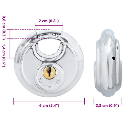 Lucchetti Discus con Chiavi 6 pcs Argento 6 x 2.3 x 6 cm | homemem39