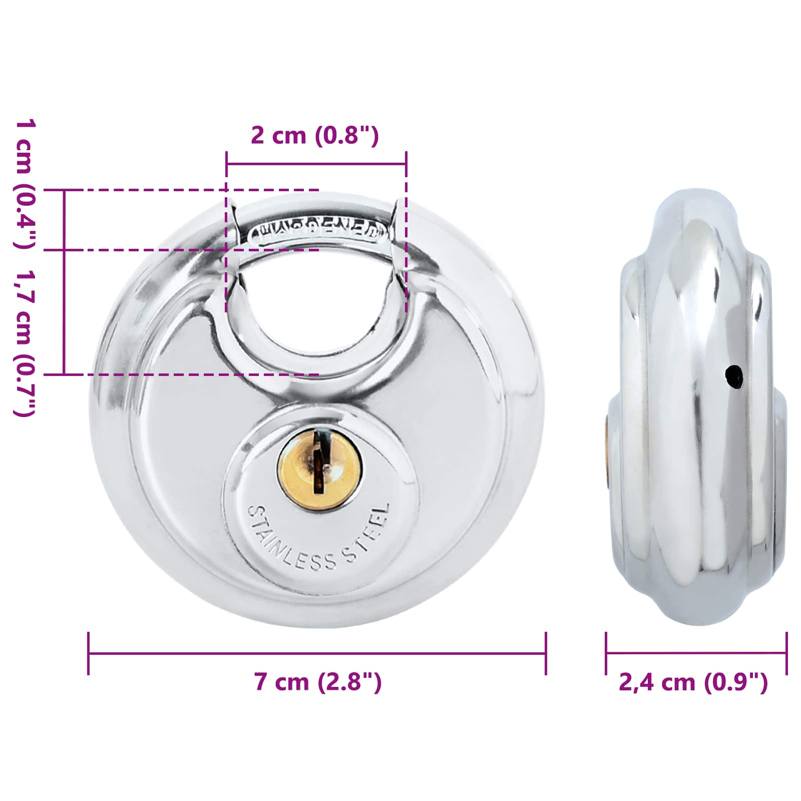 Lucchetti Discus con Chiavi 2 pcs Argento 7 x 2.4 x 7 cm | homemem39