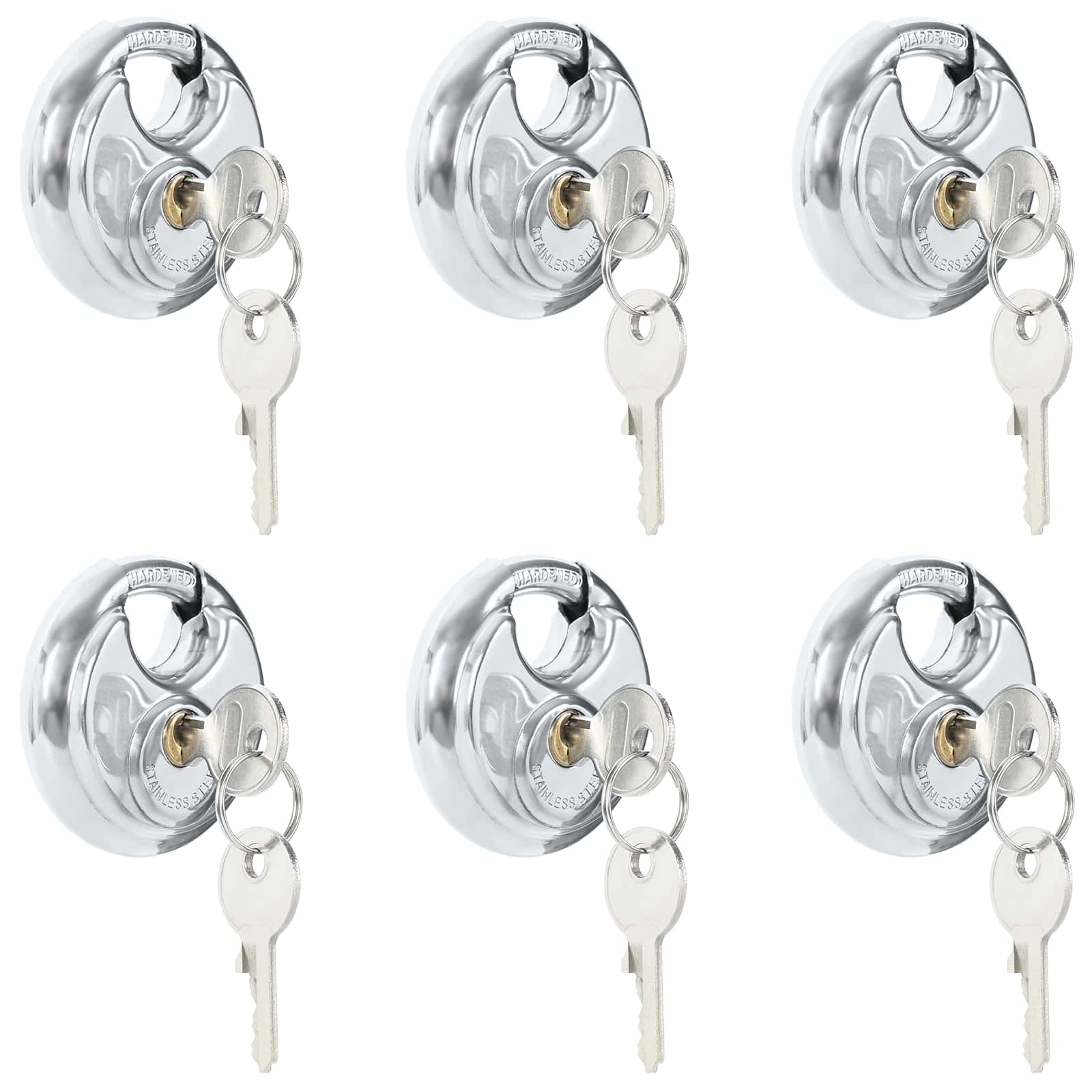 Lucchetti Discus con Chiavi 6 pcs Argento 7 x 2.4 x 7 cm | homemem39