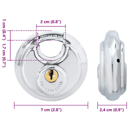 Lucchetti Discus con Chiavi 12 pcs Argento 7 x 2.4 x 7 cm | homemem39