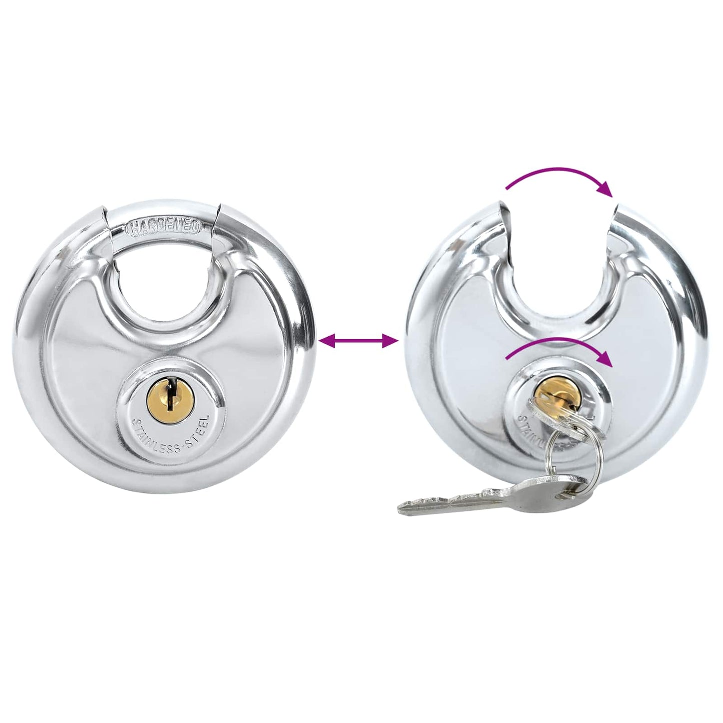 Lucchetti Discus con Chiavi 2 pcs Argento 8 x 2.8 x 8 cm | homemem39