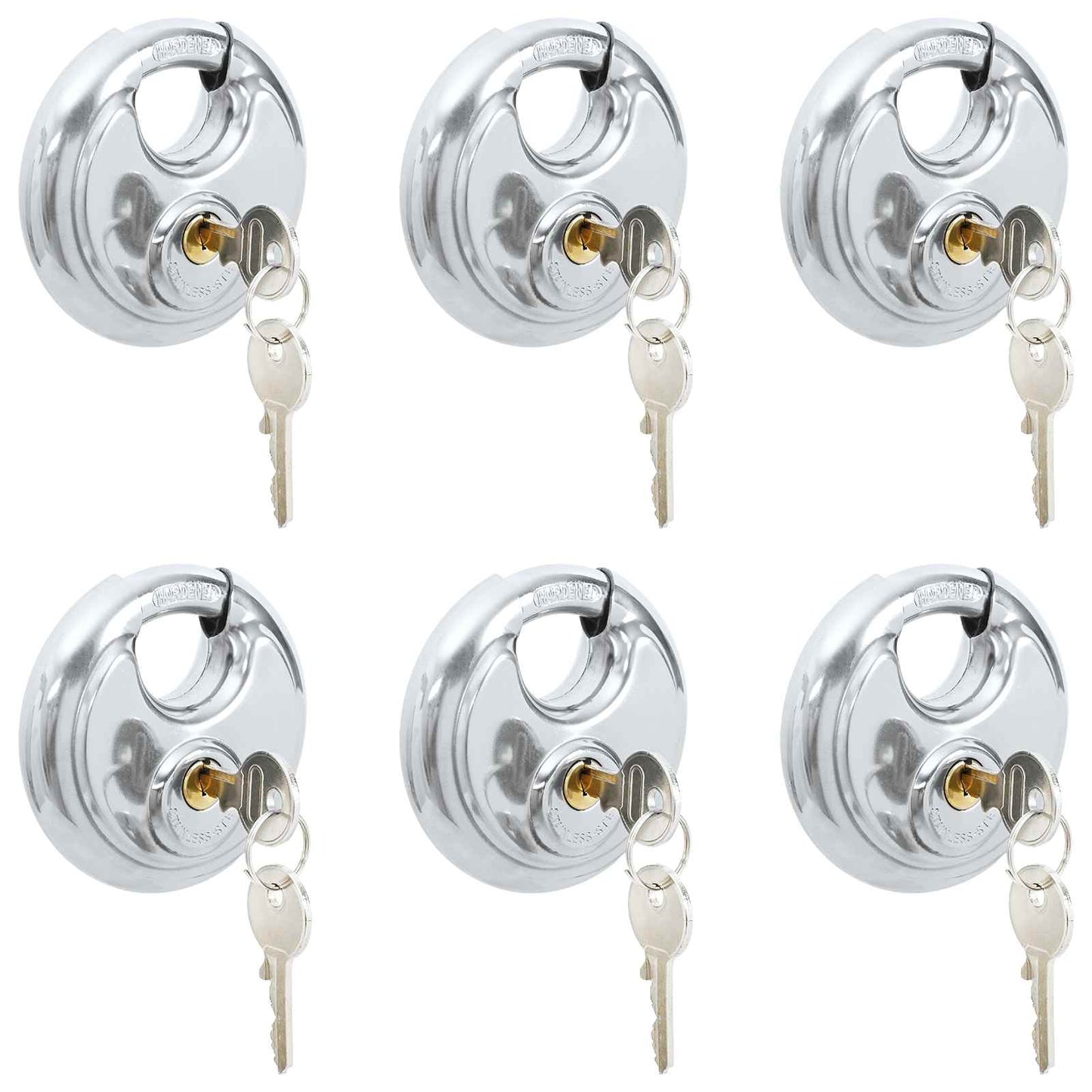 Lucchetti Discus con Chiavi 6 pcs Argento 8 x 2.8 x 8 cm