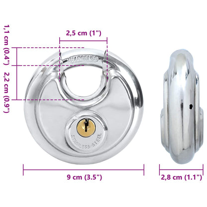 Lucchetti Discus con Chiavi 2 pcs Argento 9 x 2,8 x 9 cm | homemem39