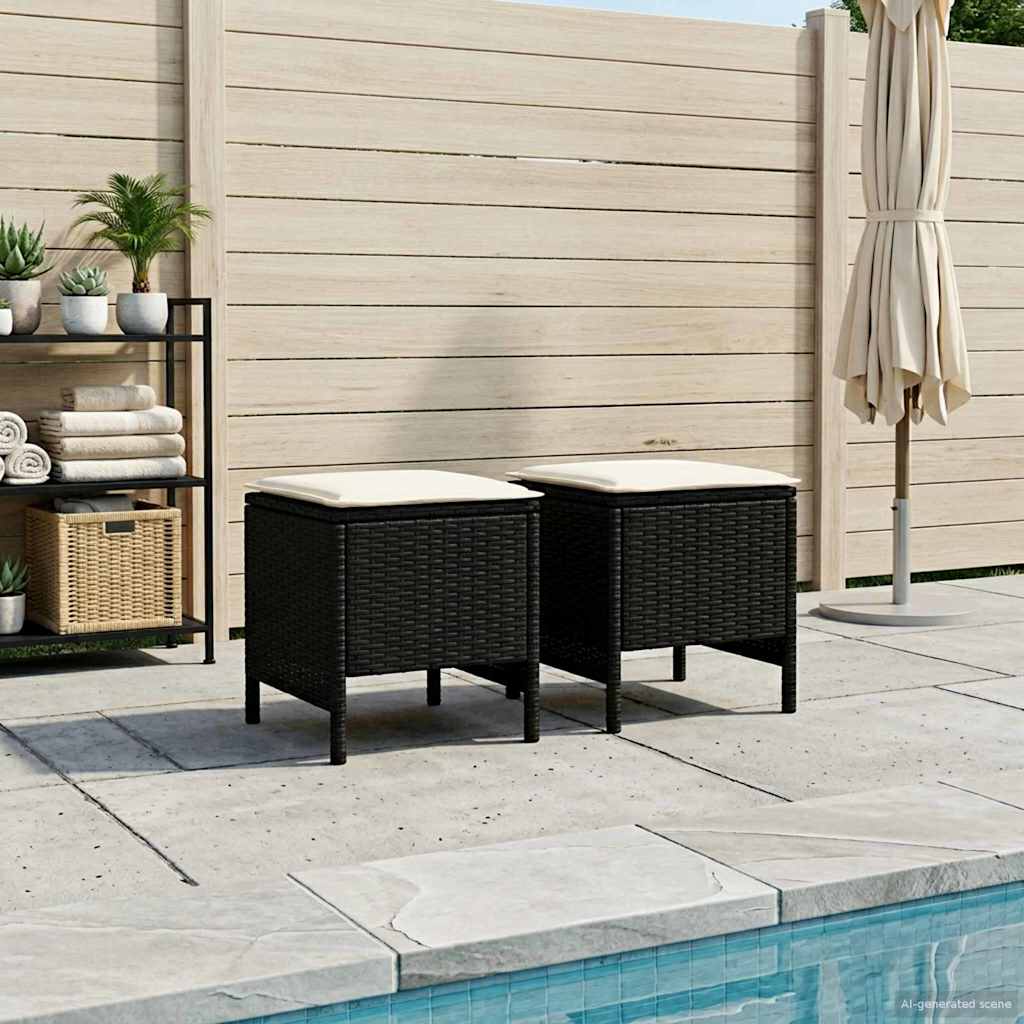 Poggiapiedi da Giardino 2 Pezzo Nero e Crema 38 x 38 x 45 cm | homemem39