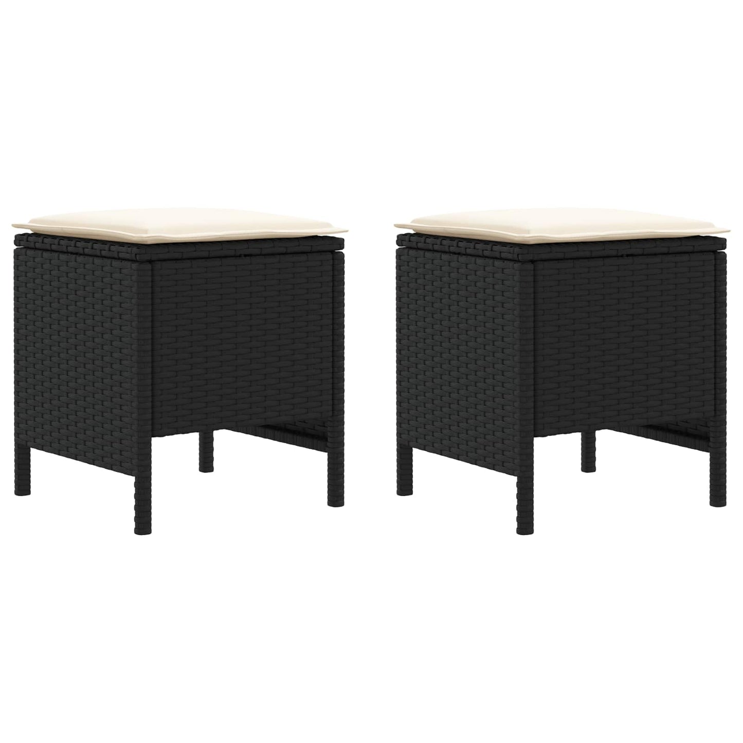 Poggiapiedi da Giardino 2 Pezzo Nero e Crema 38 x 38 x 45 cm | homemem39