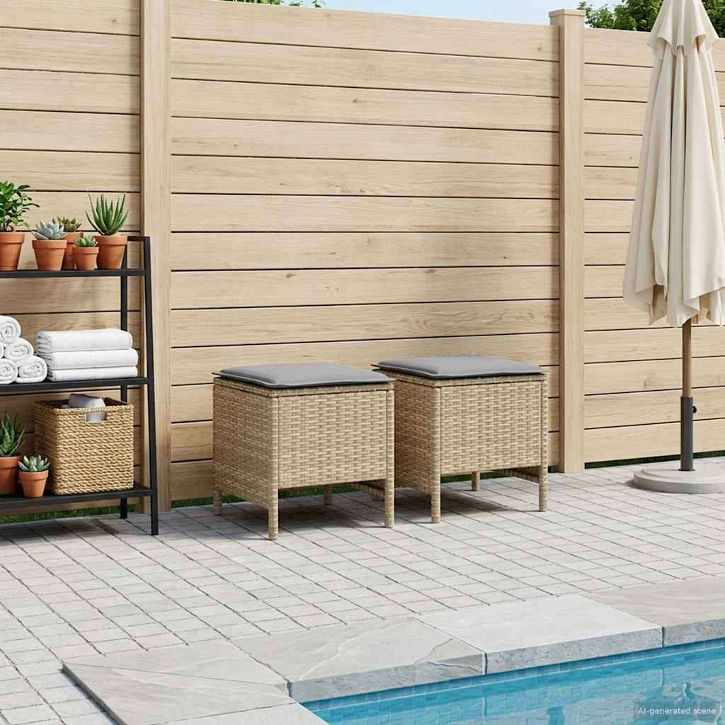 Poggiapiedi da Giardino 2 Pezzo Beige e Grigio Chiaro