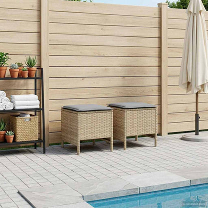 Poggiapiedi da Giardino 2 Pezzo Beige e Grigio Chiaro