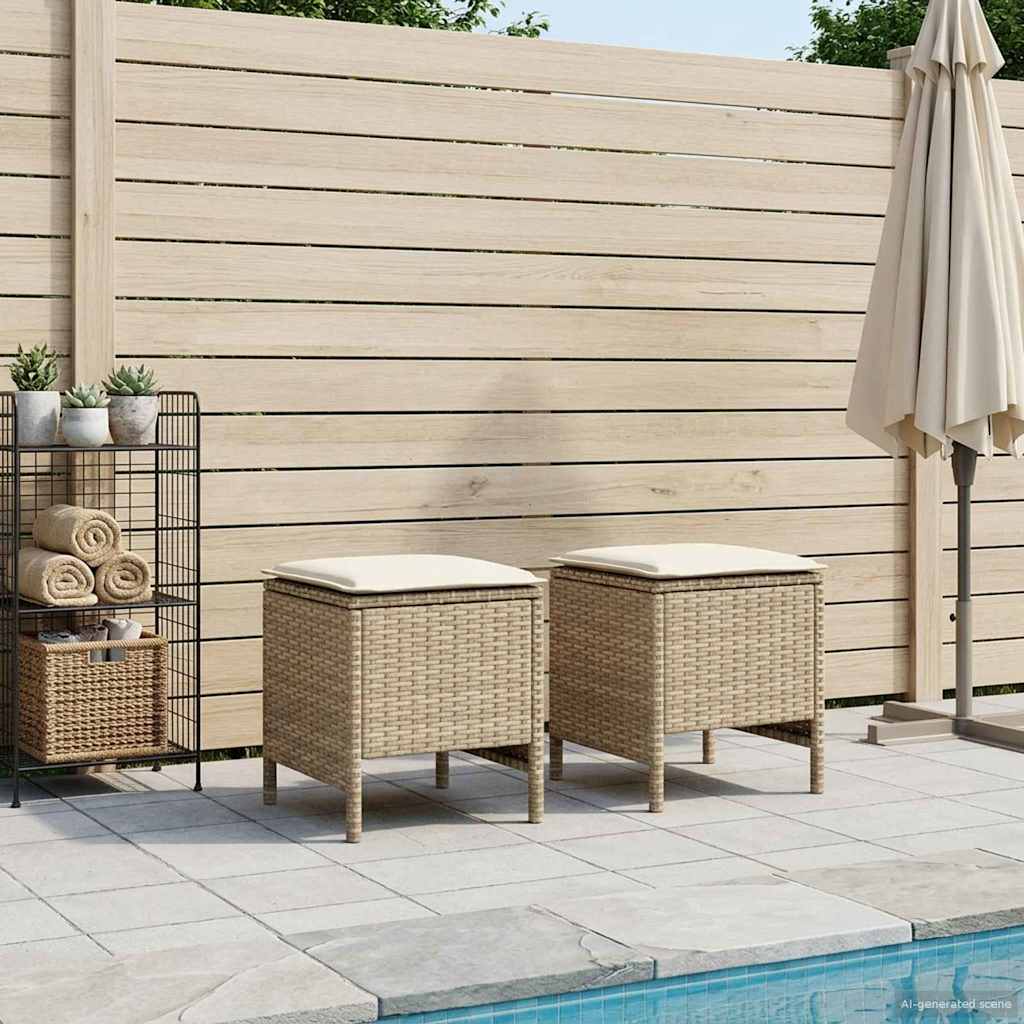 Poggiapiedi da Giardino 2 Pezzo Beige e Crema 38 x 38 x 45 cm | homemem39